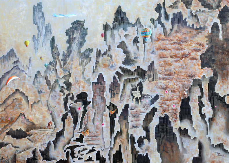  도시-몽유도원도夢遊桃源圖_The city-Mongyoudowondo_259.0x181.8cm_Acrylic on canvas_2019