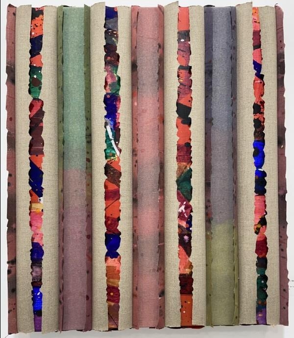  Conclusion of Continuity - Cotton, oil acrylic, backstitch, 55*47, 1996