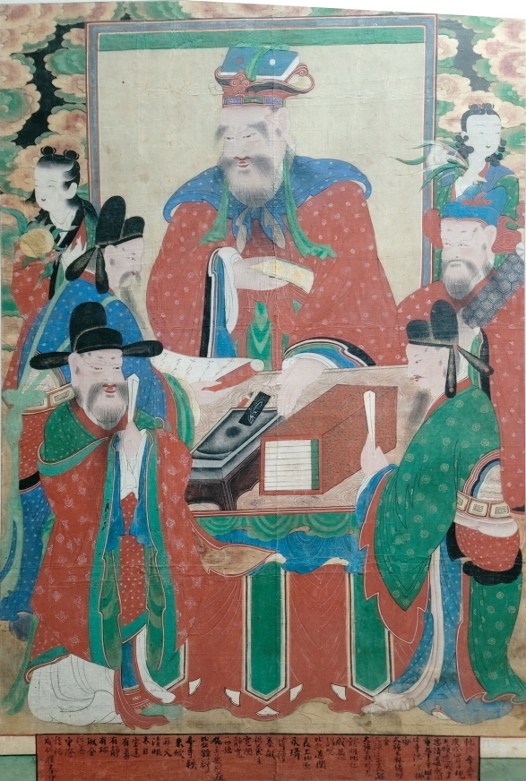 영동 중화사 품으로 돌아온 18세기 불교 유물 ‘현왕도’.(사진-영동군)