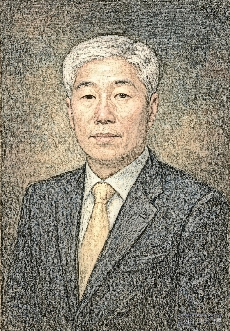 담화총사, 시대의 지혜를 품은 품격 있는 인물 초상” 전통과 현대의 경계를 넘나드는 담화총사의 깊은 사유와 강직한 정신을 고전적 유화 기법으로 표현한 인물 초상화. 차분하면서도 단단한 눈빛은, 수행자의 내면과 시대의 책임을 함께 짊어진 지도자의 면모를 드러낸다.